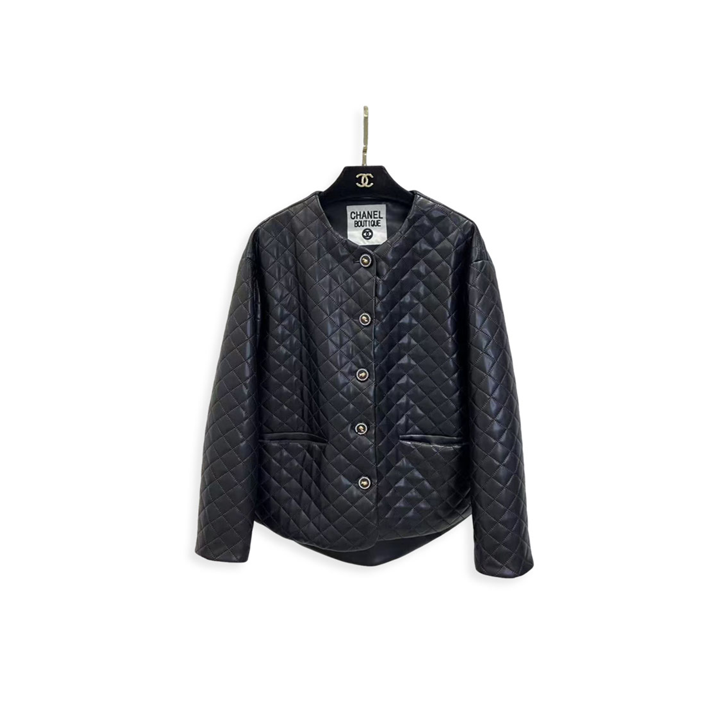 CHANEL BLACK QUILTED LEATHER JACKET 